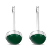 Green Agate Round Sterling Silver Stud Earrings, e440st